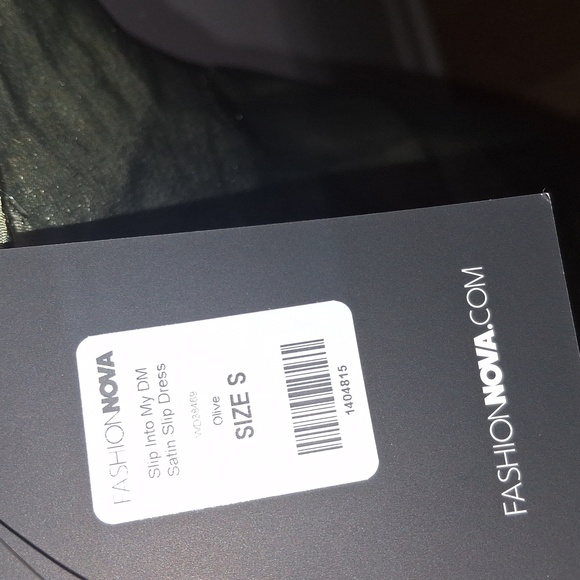 Fashion Nova /Olive - Slip Into My DM Satin Slip Dress- W Sz Small - Picture 9 of 10